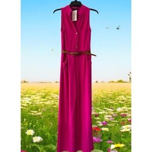 Boutique Pink Lily J. Hour Bright Hot Pink Jumpsuit Size S Small New NWT Belt